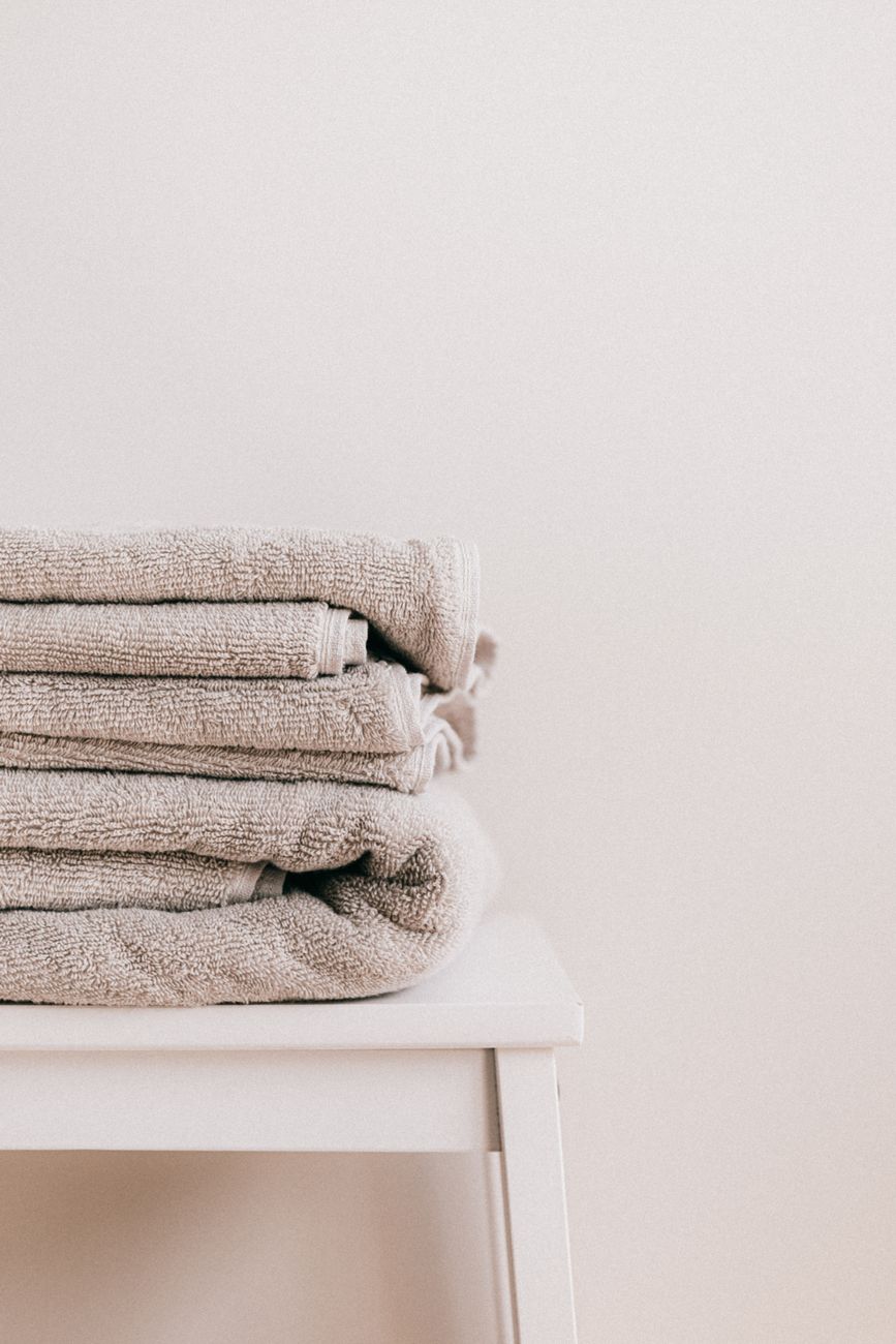 Neatly folded bath towels